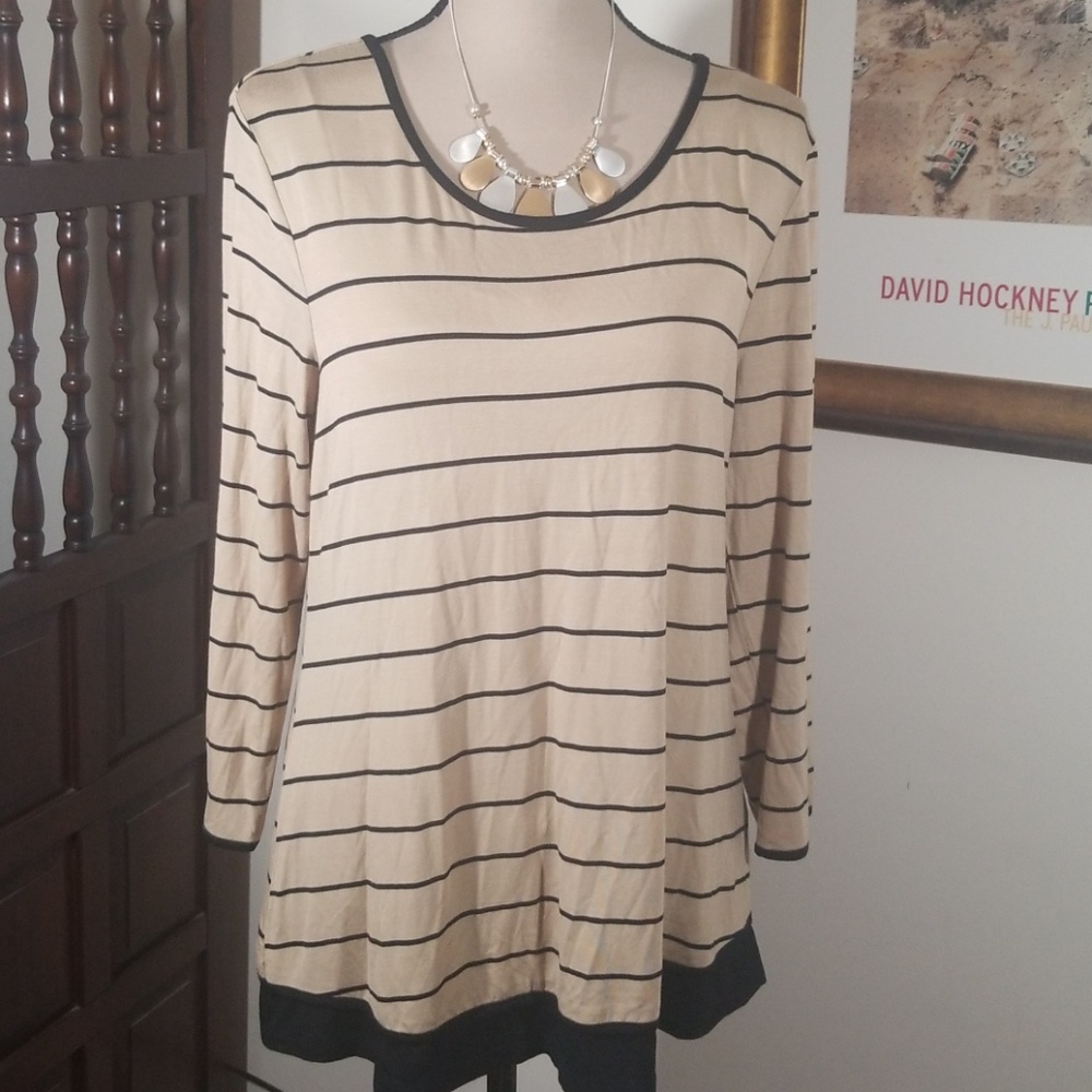 Cable & Gauge striped top blouse.  Size L